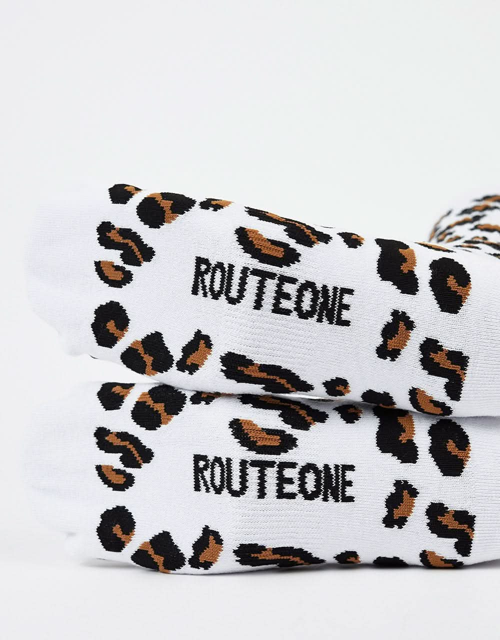 Route One Leopard Socks - White