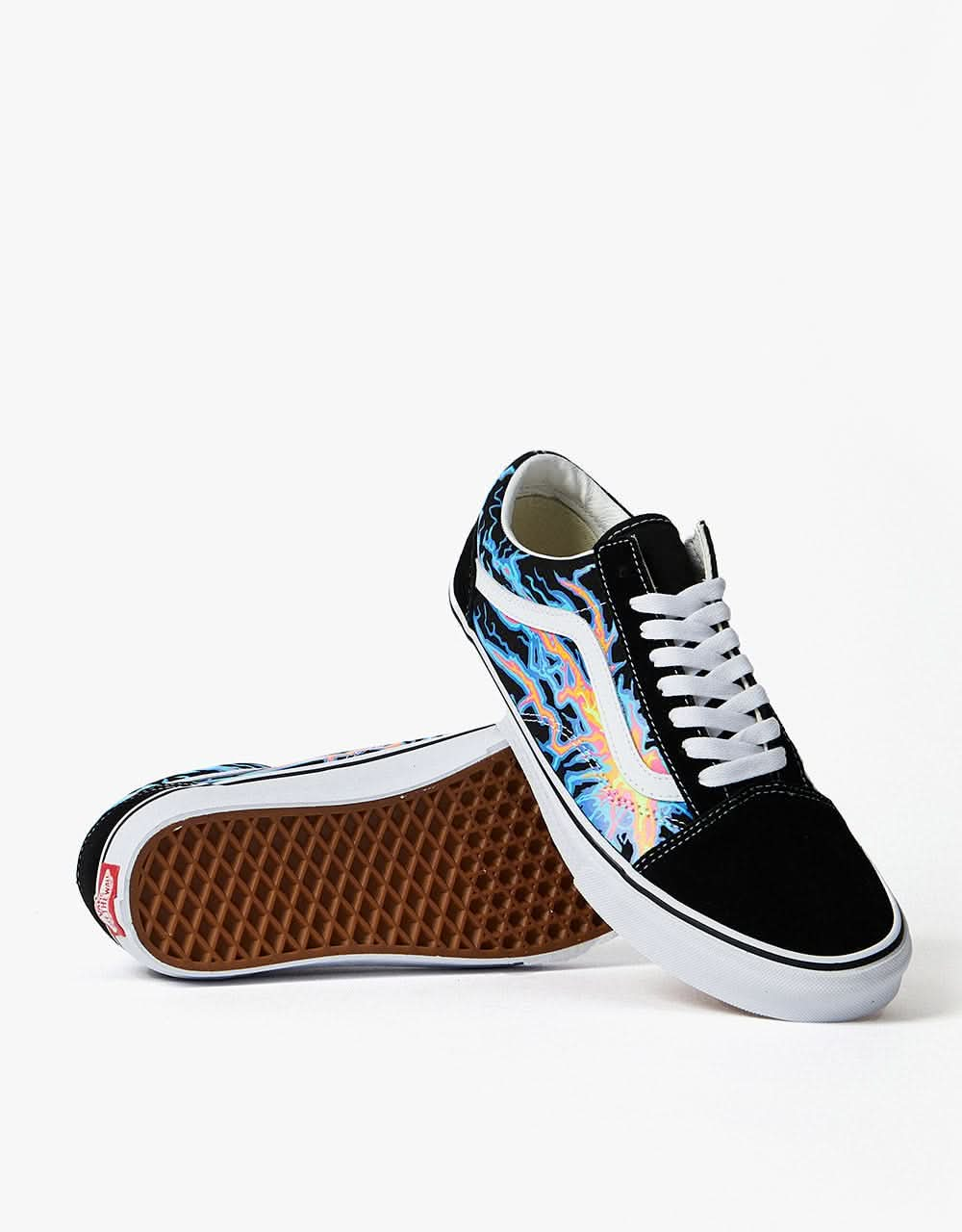 Vans Old Skool Skate Shoes - (Electric Flame) Black/True White