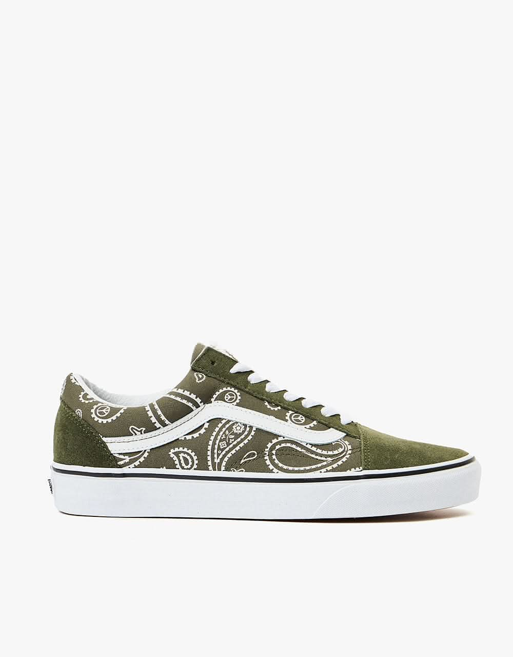 Vans Old Skool Skate Shoes - (Peace Paisley) Grape Leaf/True White