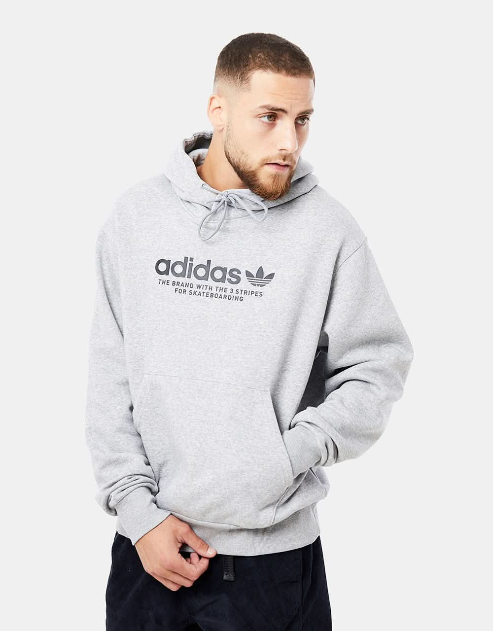 adidas 4.0 Logo Pullover Hoodie - Medium Grey Heather/Black