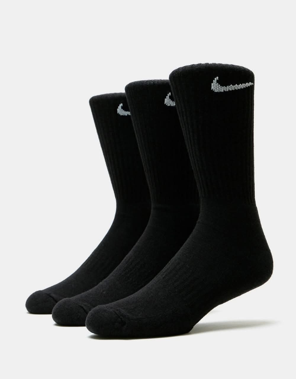 Nike Everyday Cushioned 3 Pack Socks - Black/White