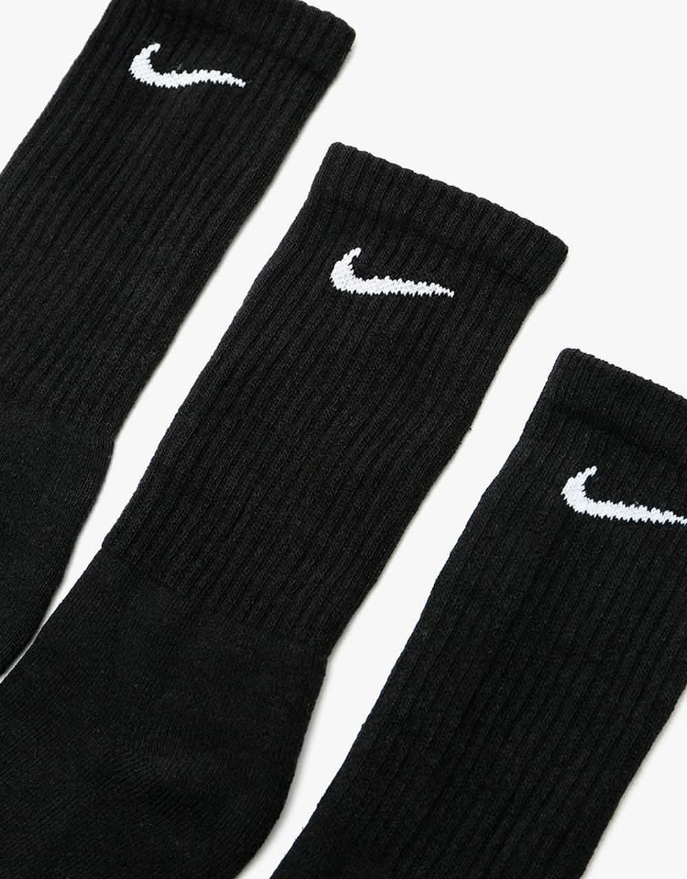 Nike Everyday Cushioned 3 Pack Socks - Black/White