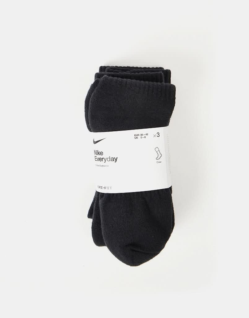 Nike Everyday Cushioned 3 Pack Socks - Black/White