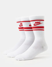 Lot de 3 paires de chaussettes Nike Sportswear Everyday Essential - Blanc/Rouge université