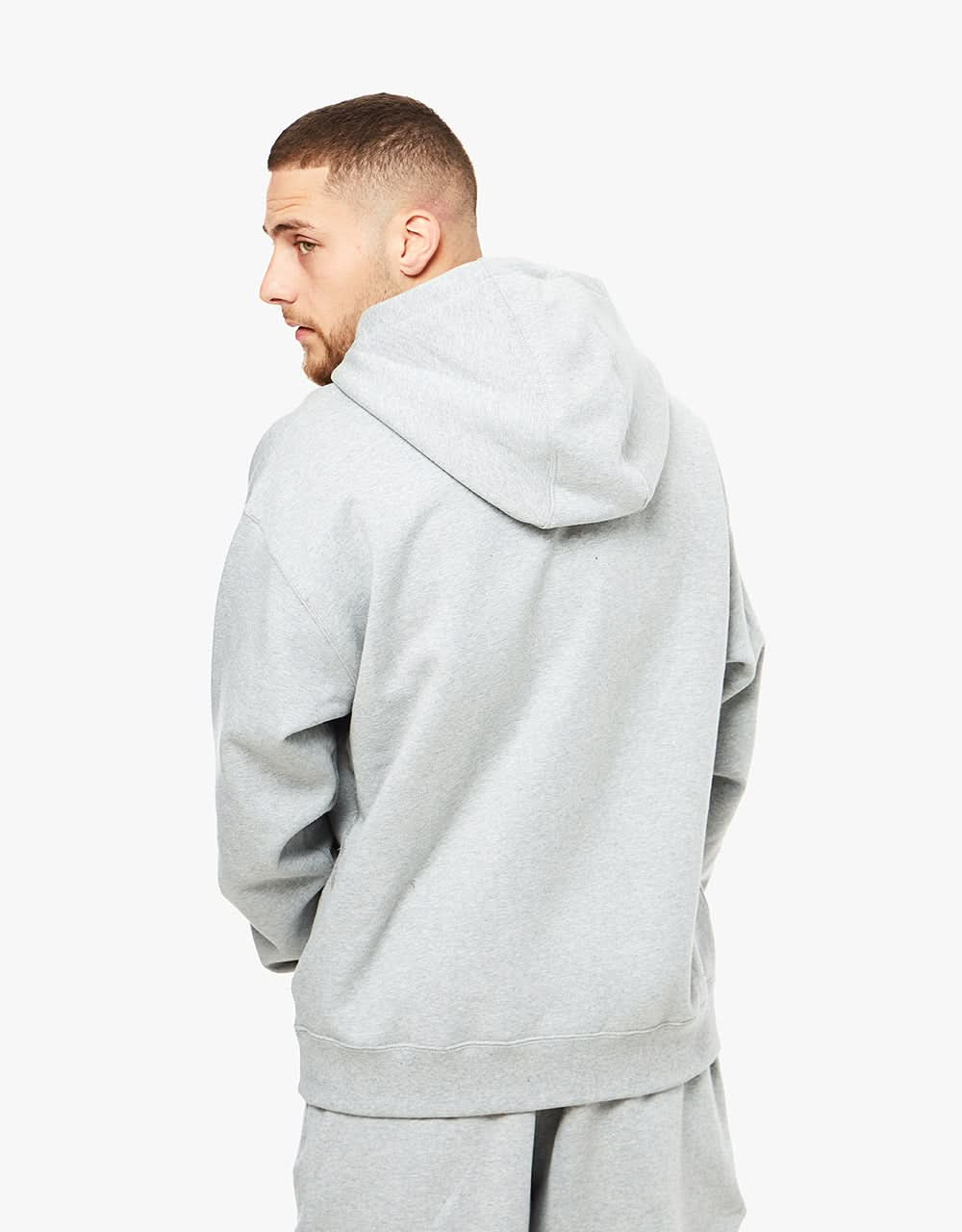 Nike Solo Swoosh Pullover Hoodie - Dark Grey Heather/White