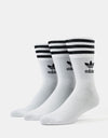 adidas Mid Cut Solid Crew 3 Pack Socks - White/Black