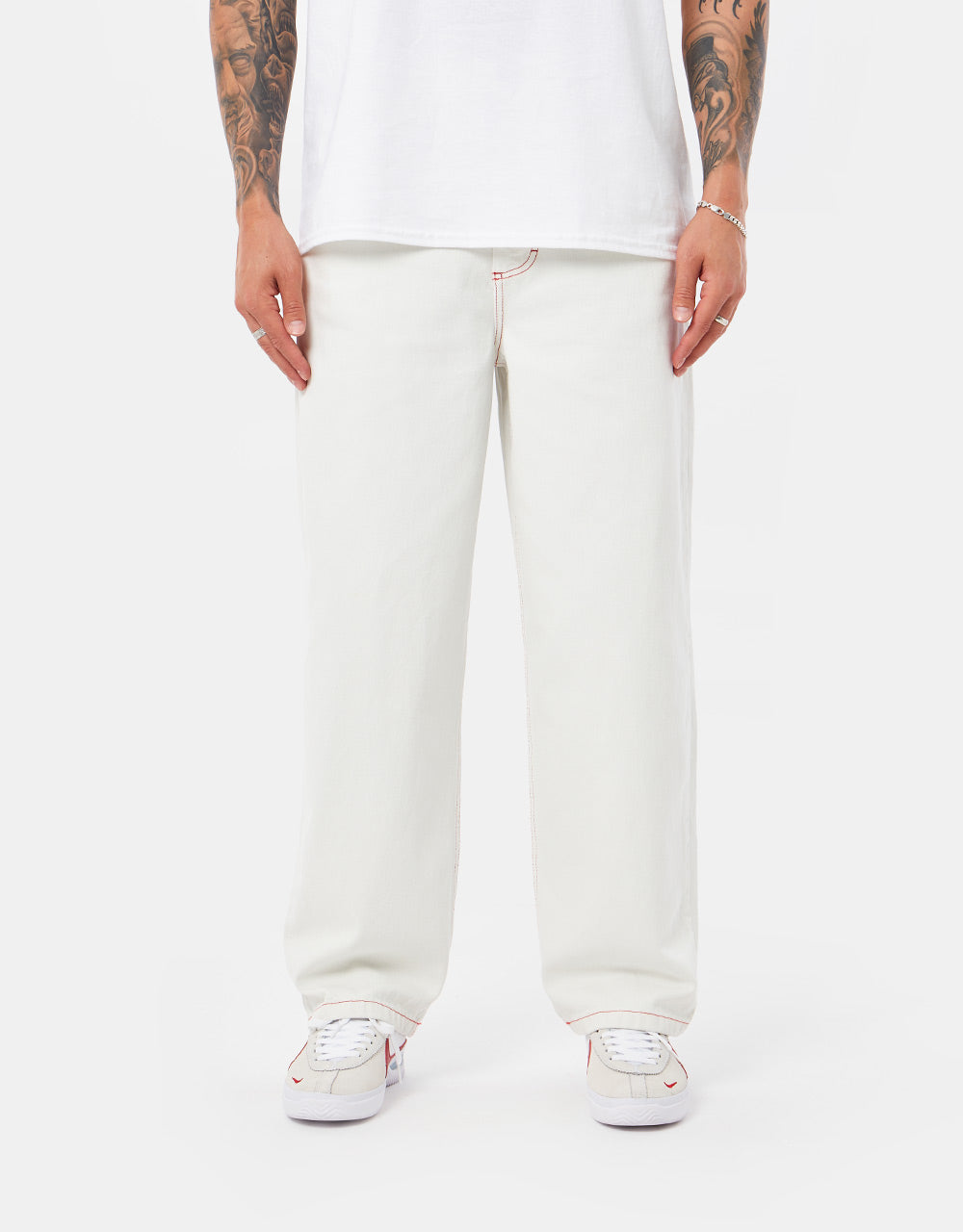 Route One Super Baggy Denim Jeans - Ivory Cream