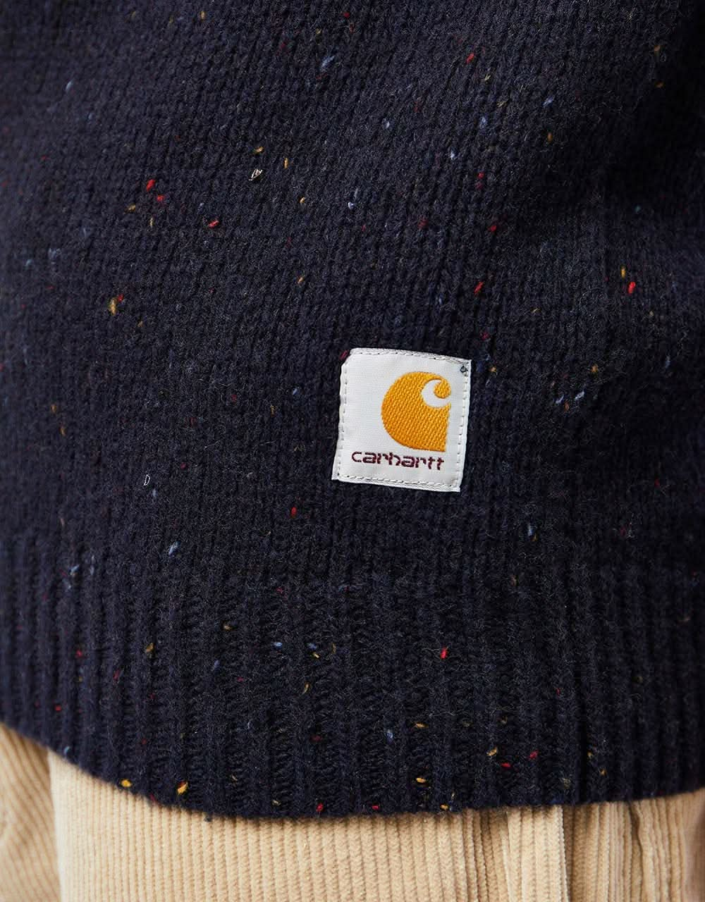 Carhartt WIP Anglistic Sweater - Speckled Dark Navy Heather