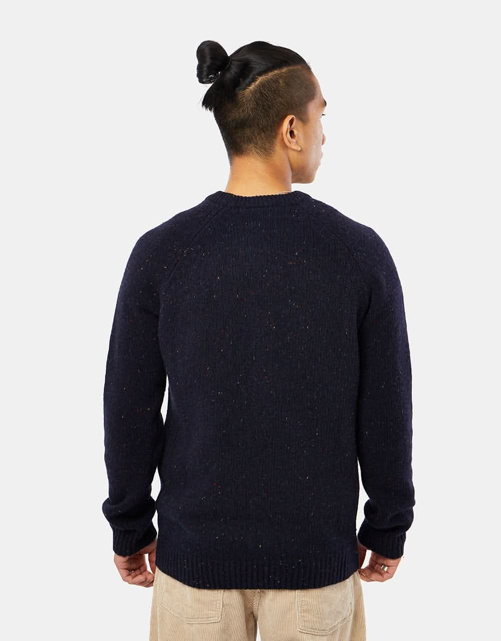 Carhartt WIP Anglistic Sweater - Speckled Dark Navy Heather