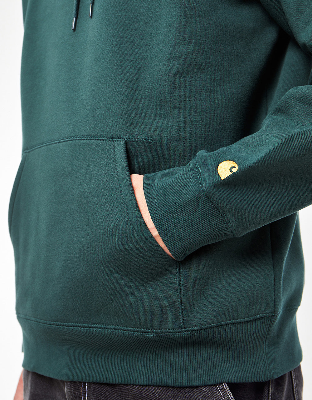 Carhartt WIP Hooded Chase Sweatshirt - Juniper/Gold