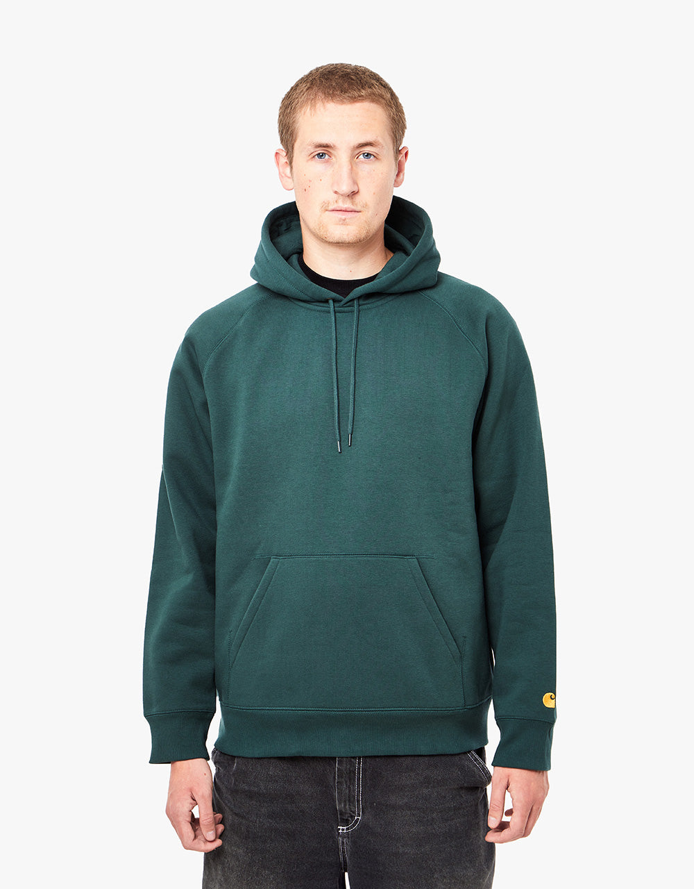 Carhartt WIP Hooded Chase Sweatshirt - Juniper/Gold