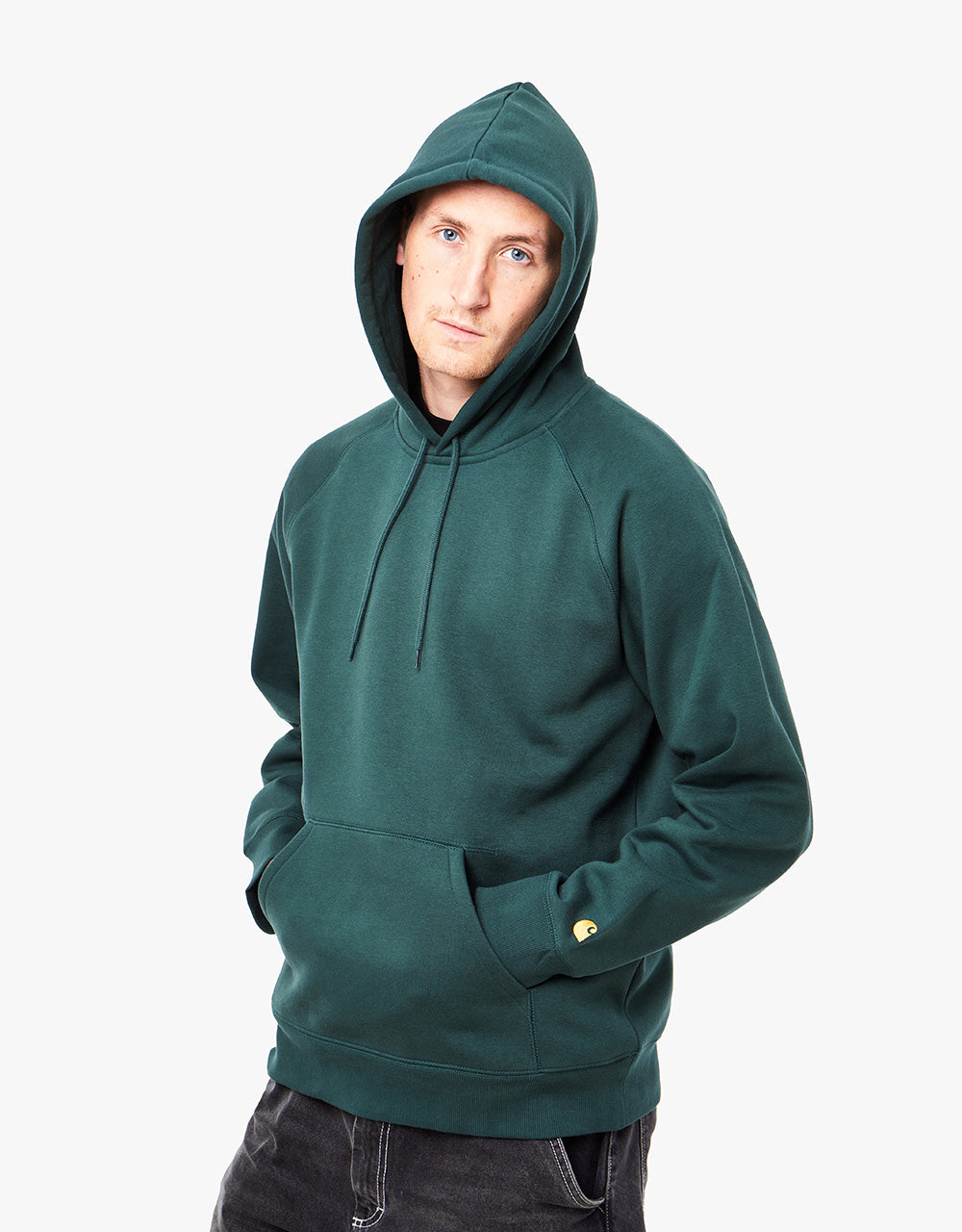 Carhartt WIP Hooded Chase Sweatshirt - Juniper/Gold