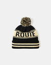 Route One Recycled Varsity Bobble Beanie - Black/Ivory Cream