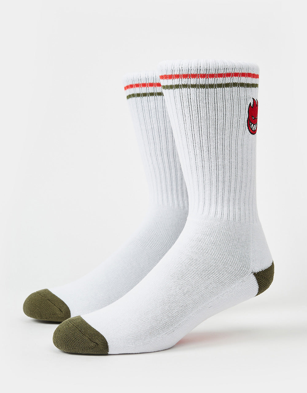 Spitfire Bighead Fill bestickte Socken – Weiß/Oliv/Rot