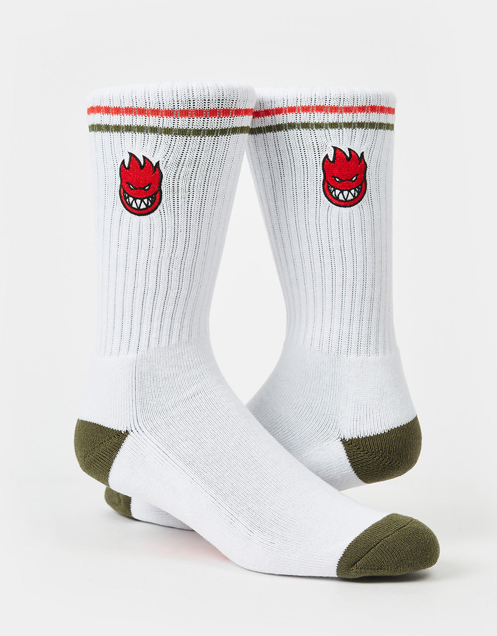 Spitfire Bighead Fill bestickte Socken – Weiß/Oliv/Rot