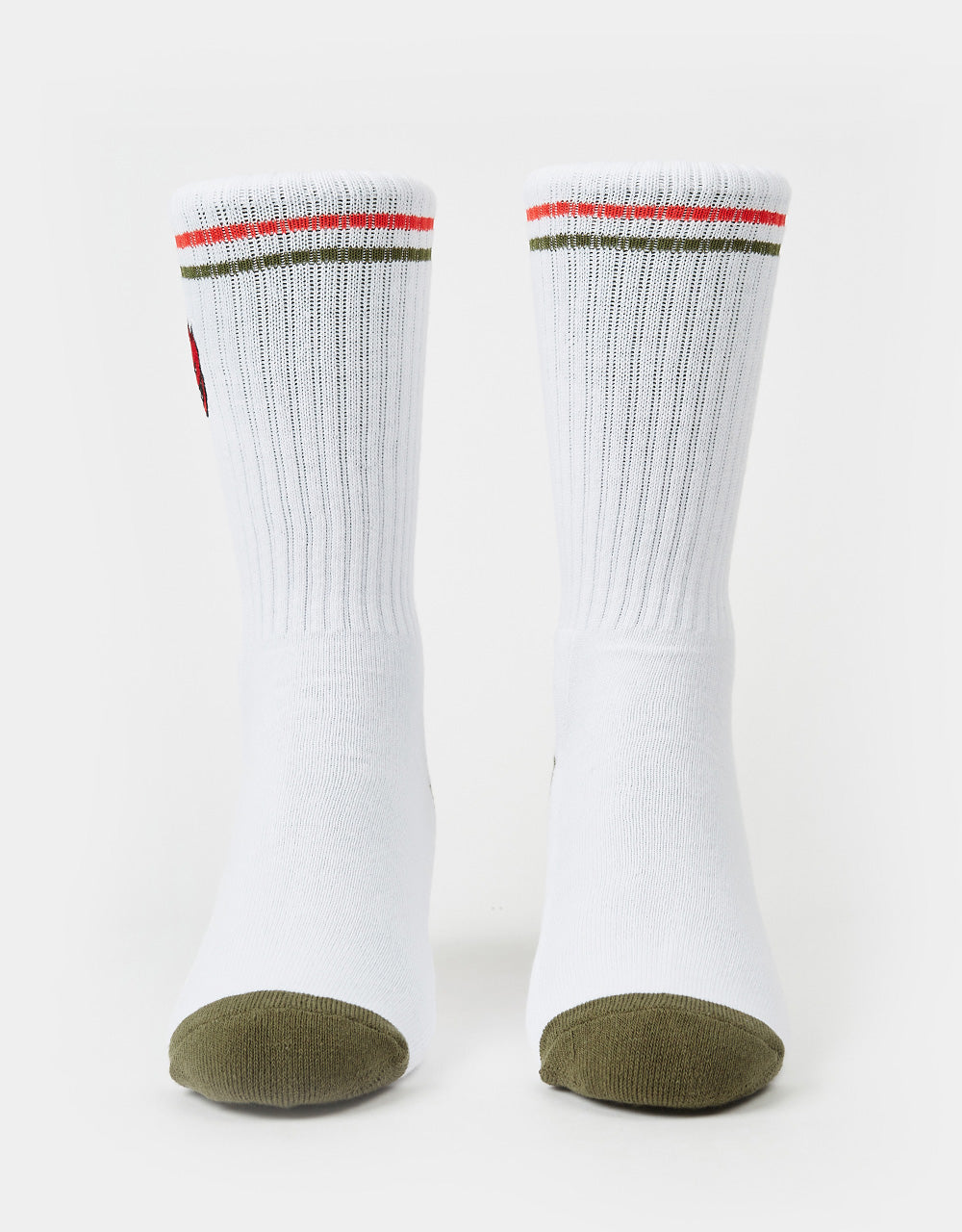 Spitfire Bighead Fill Chaussettes Brodées - Blanc/Olive/Rouge