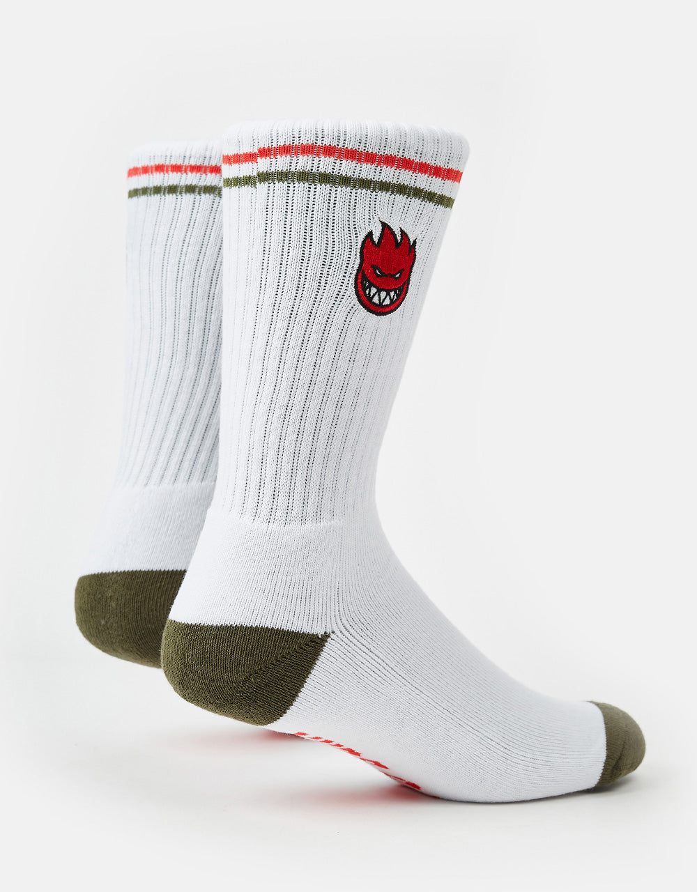 Spitfire Bighead Fill Embroidered Socks - White/Olive/Red