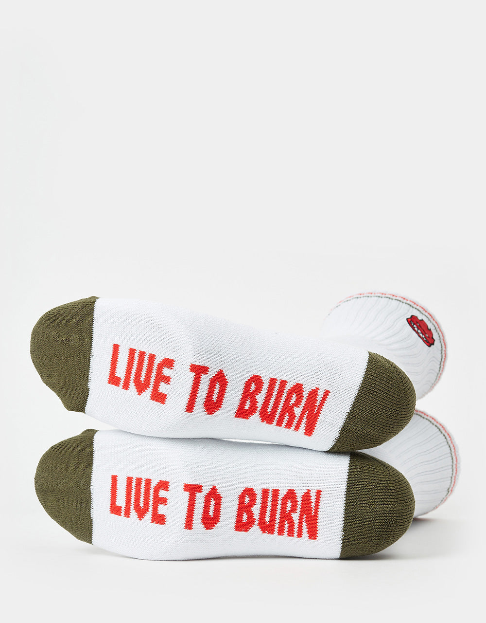 Spitfire Bighead Fill Embroidered Socks - White/Olive/Red