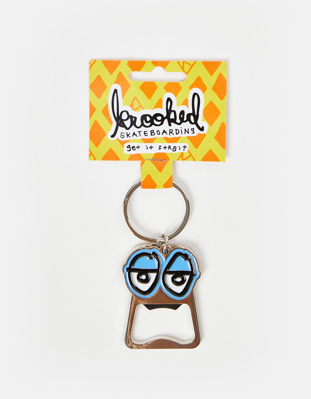 Krooked Eyes Key Chain - Polished Nickel/Blue Fill