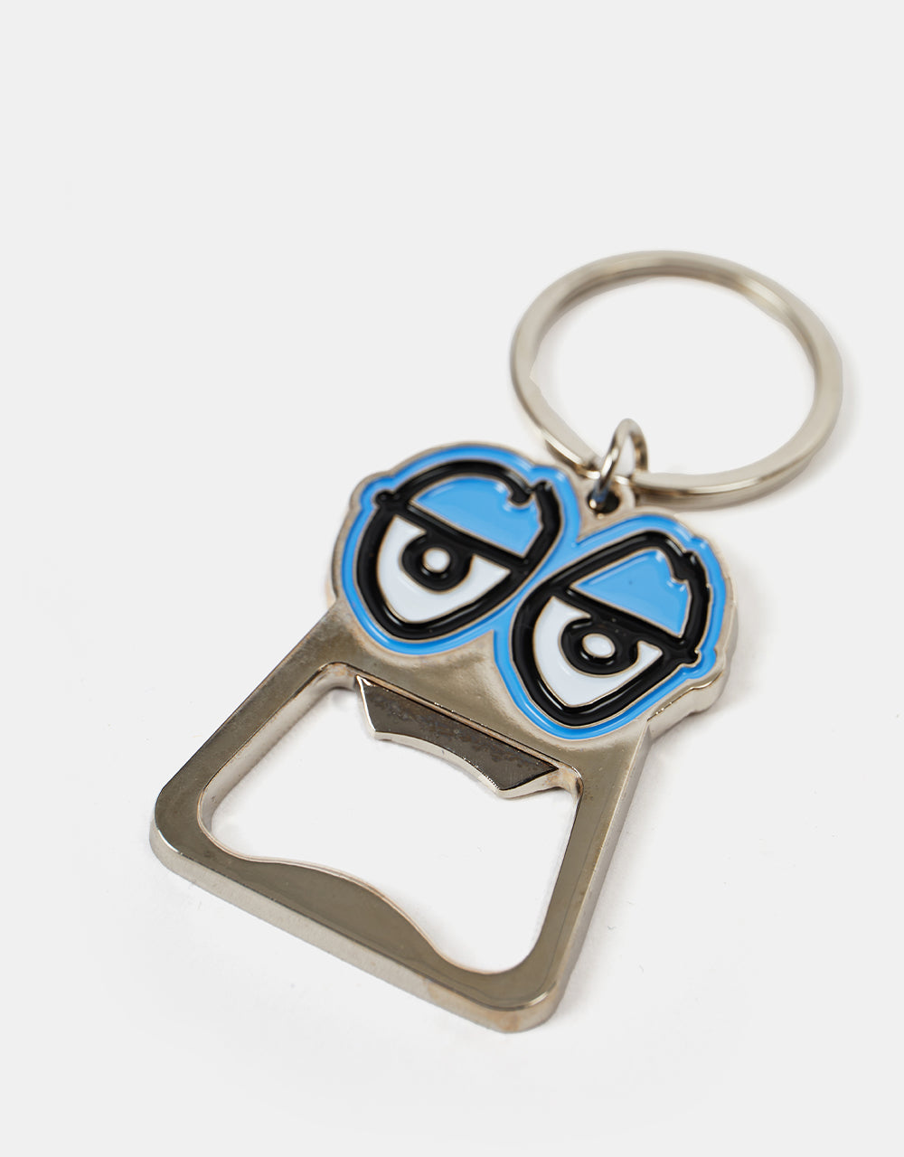 Krooked Eyes Key Chain - Polished Nickel/Blue Fill