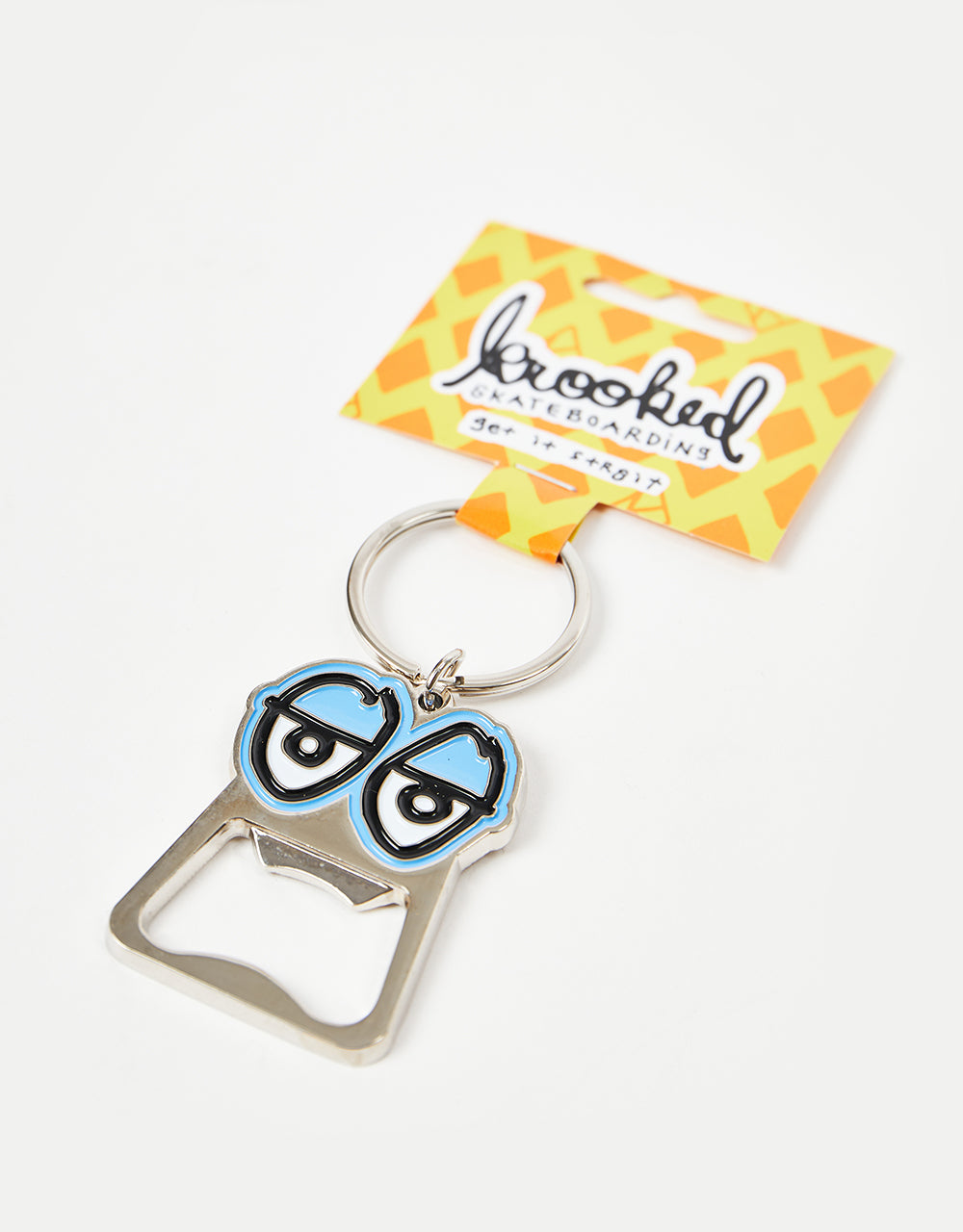 Krooked Eyes Key Chain - Polished Nickel/Blue Fill