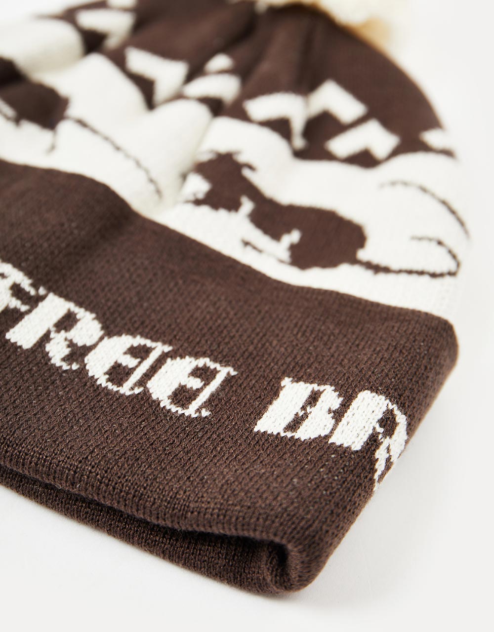 Last Resort AB Rat Race Pom-Pom Fold Beanie - Choc Brown