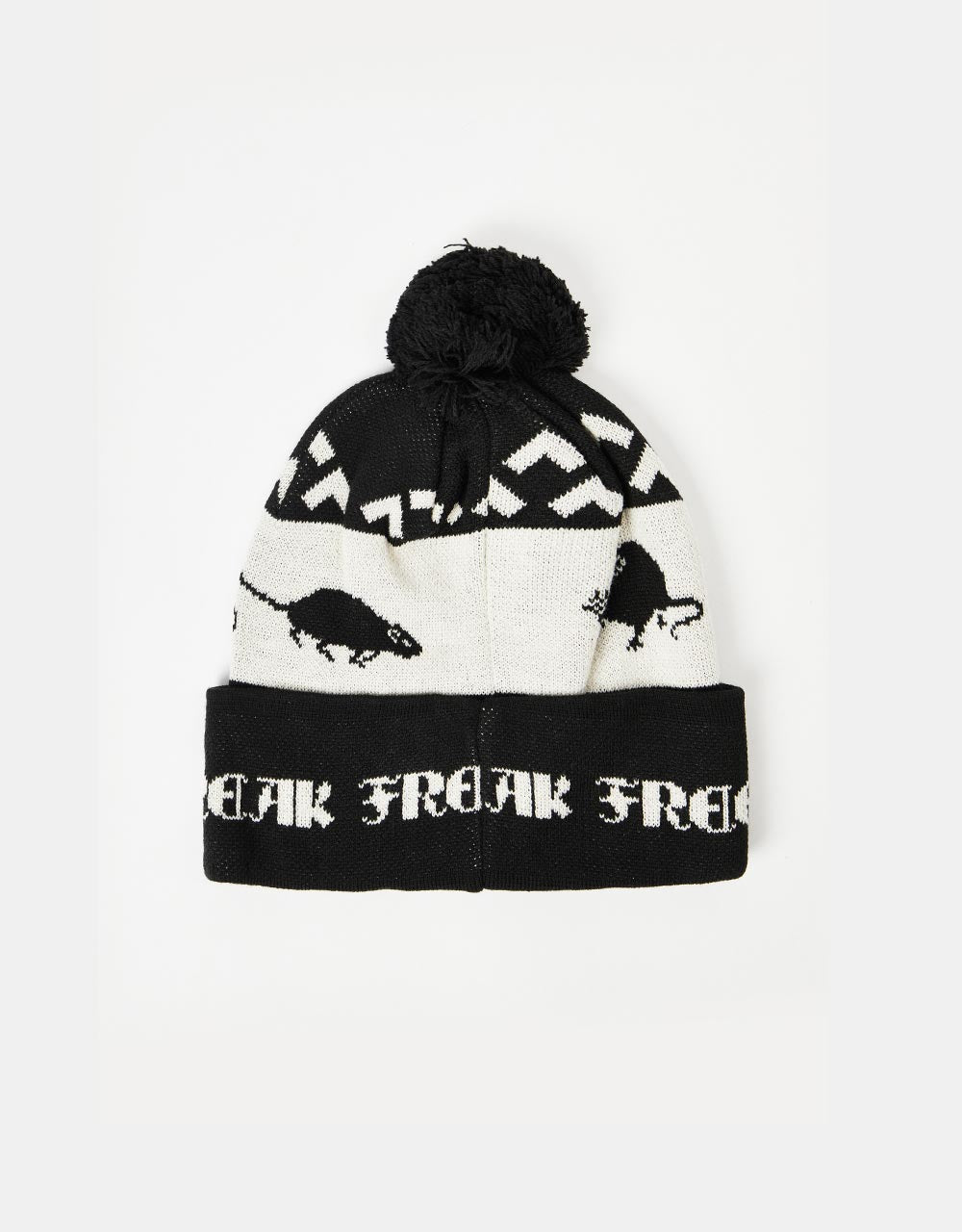 Last Resort AB Rat Race Pom-Pom Fold Beanie - Black