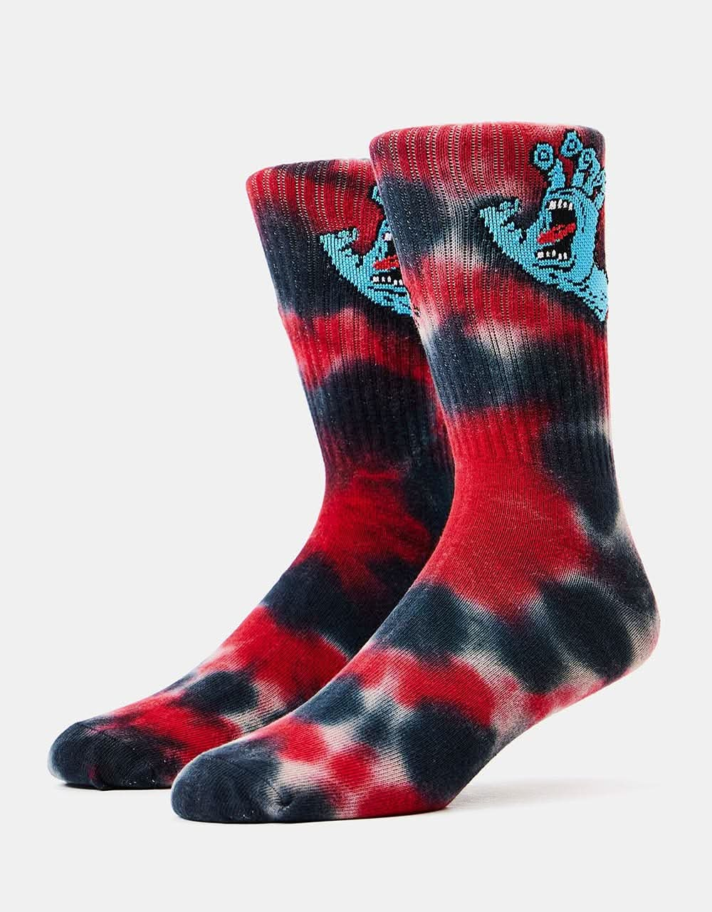 Santa Cruz Screaming Hand Tie Dye Socks - Black/Grey Tie Dye