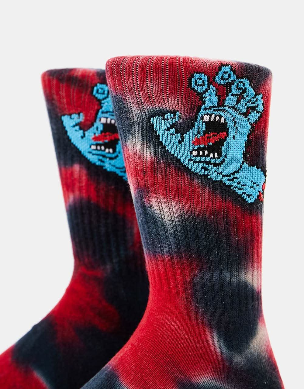 Santa Cruz Screaming Hand Tie Dye Socks - Black/Grey Tie Dye