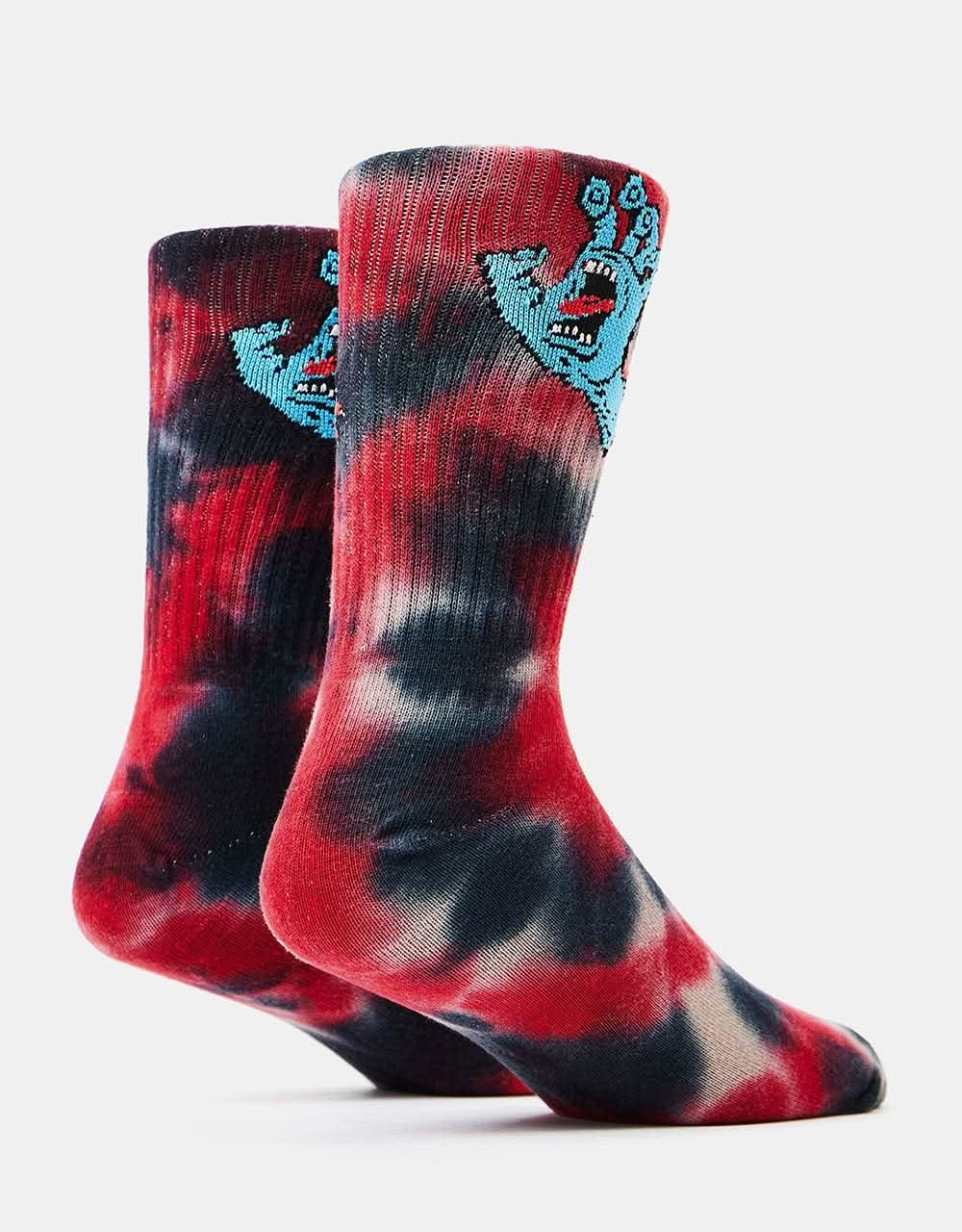 Santa Cruz Screaming Hand Tie Dye Socks - Black/Grey Tie Dye