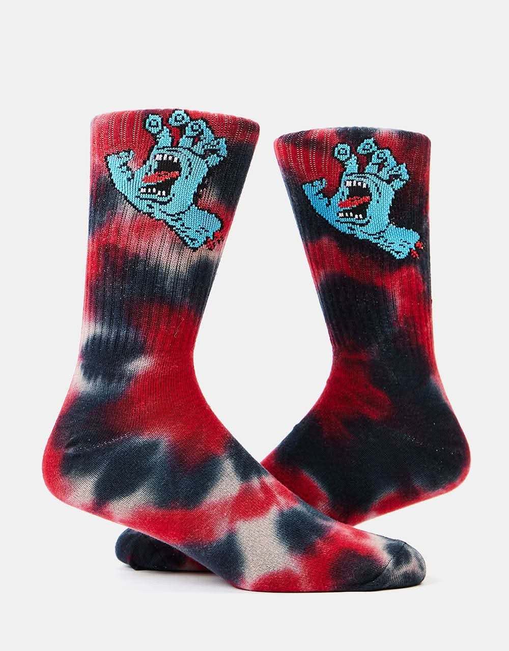 Santa Cruz Screaming Hand Tie Dye Socks - Black/Grey Tie Dye