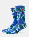 Santa Cruz Screaming Hand Tie Dye Socks - White/Blue Tie Dye