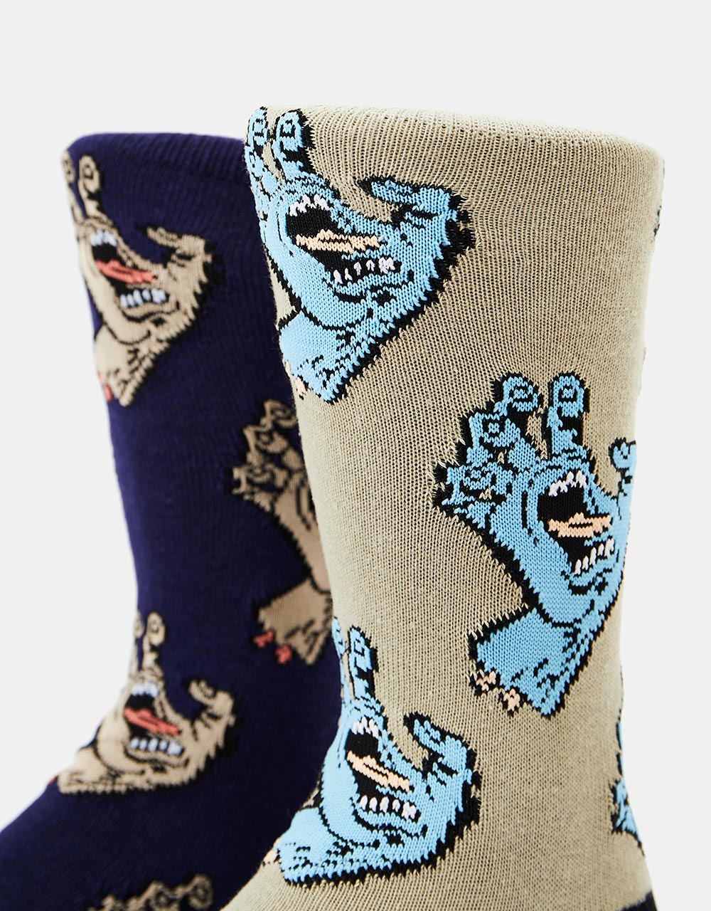 Santa Cruz Multi Hand 2 Pack Socks - Nickel/Navy Blue