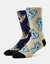 Santa Cruz Multi Hand 2 Pack Socks - Nickel/Navy Blue