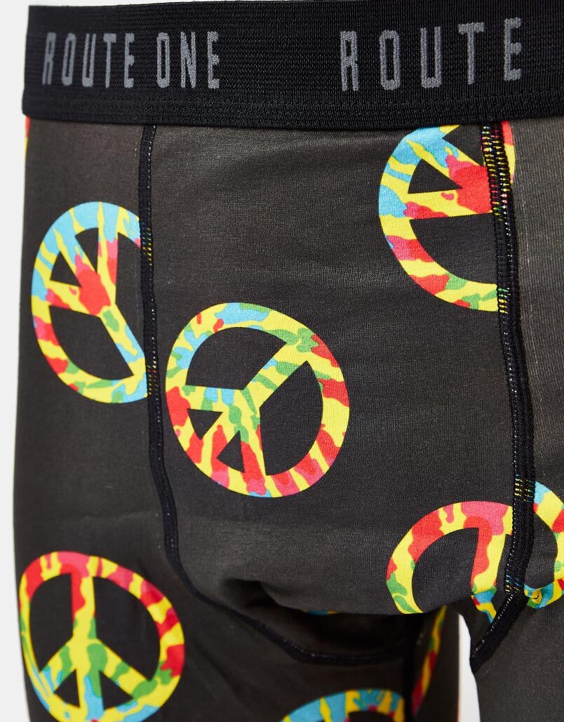 Route One Klassische Boxershorts – Peace (Schwarz)