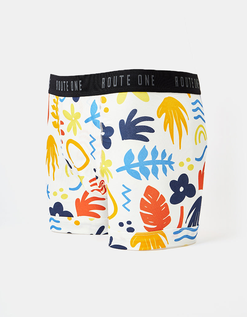 Route One Classic Boxer Shorts - Tropical (White)