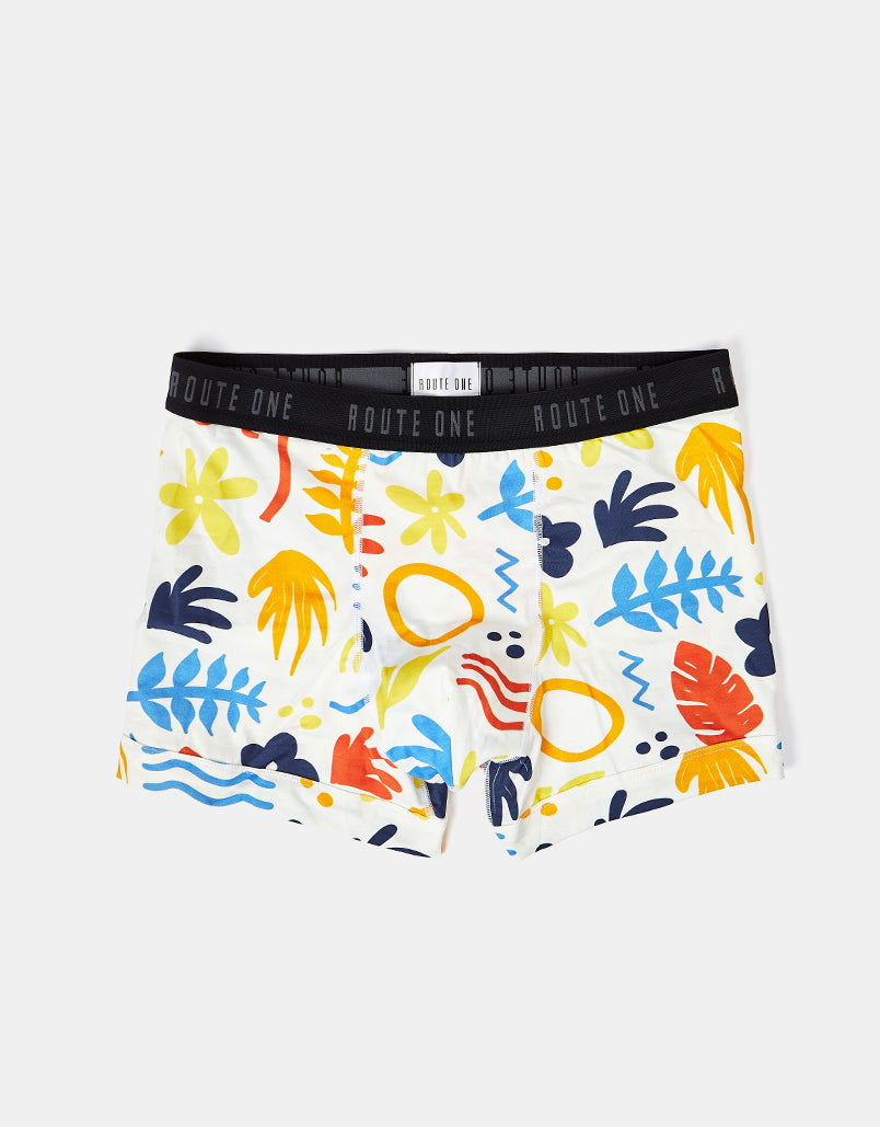 Route One Classic Boxer Shorts - Tropical (White)