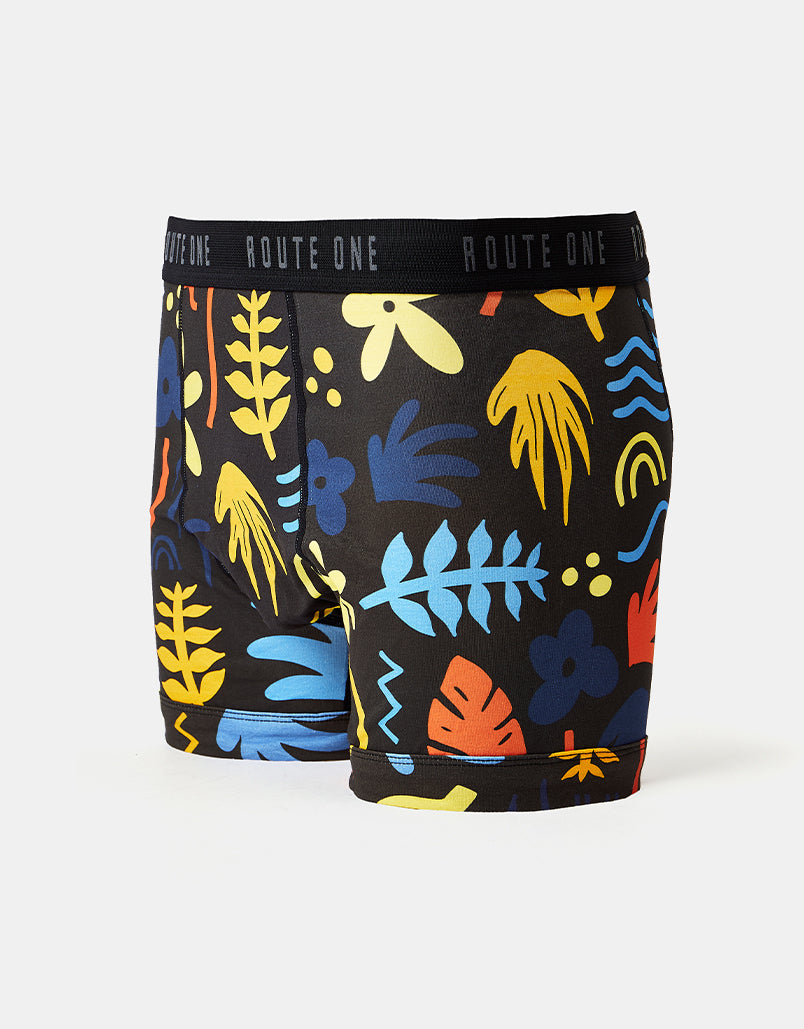 Route One Klassische Boxershorts – Tropical (Schwarz)