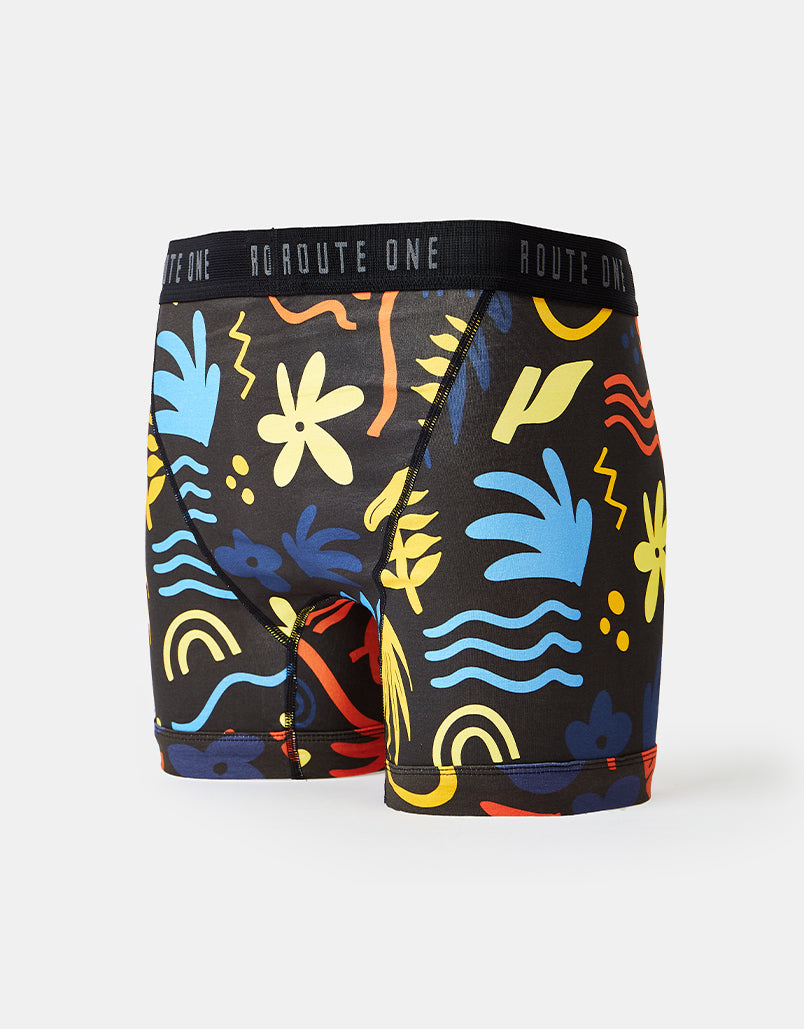 Route One Klassische Boxershorts – Tropical (Schwarz)