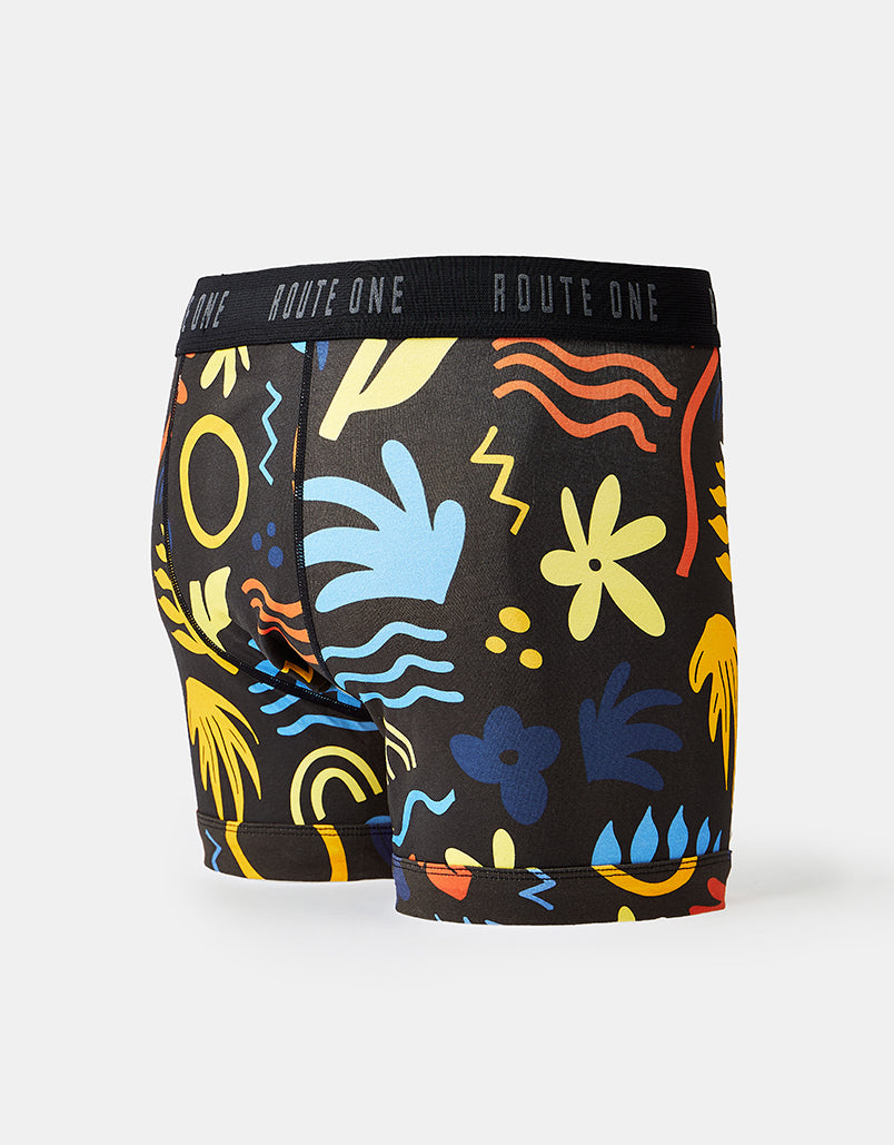 Route One Klassische Boxershorts – Tropical (Schwarz)