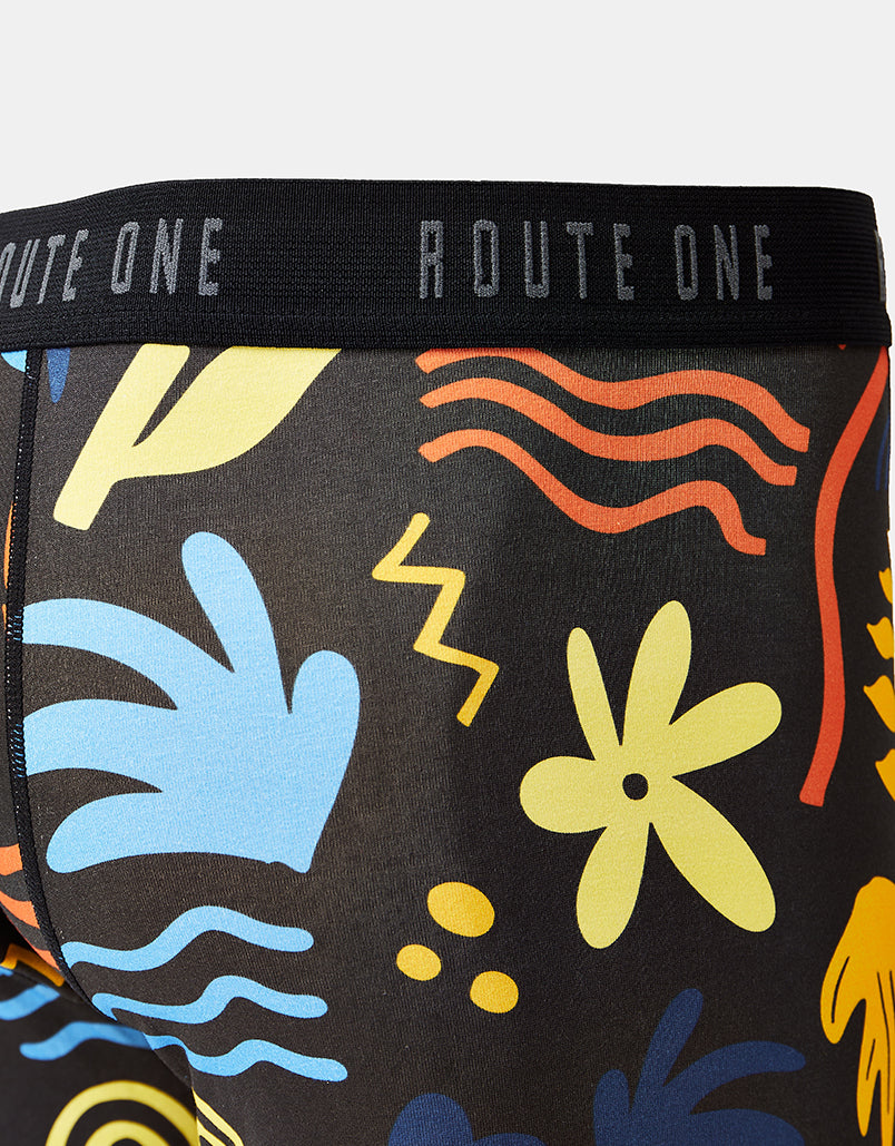 Route One Klassische Boxershorts – Tropical (Schwarz)