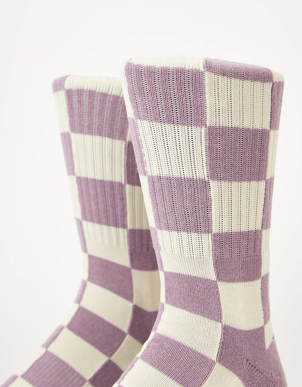 Route One Checkerboard Crew Socks - Pink/Natural