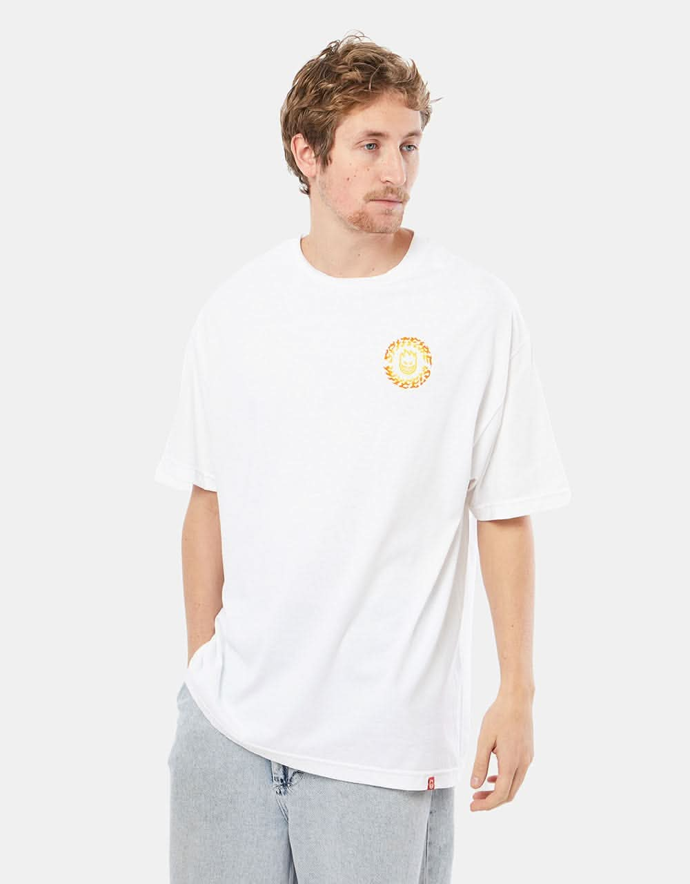 Spitfire Torched Script T-Shirt - White/Yellow/Orange