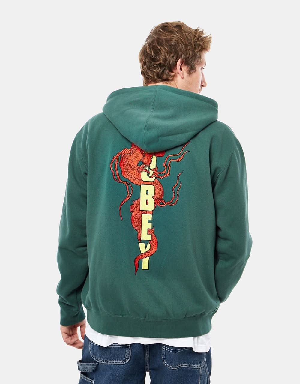 Obey Dragon Zip Hoodie - Dark Cedar