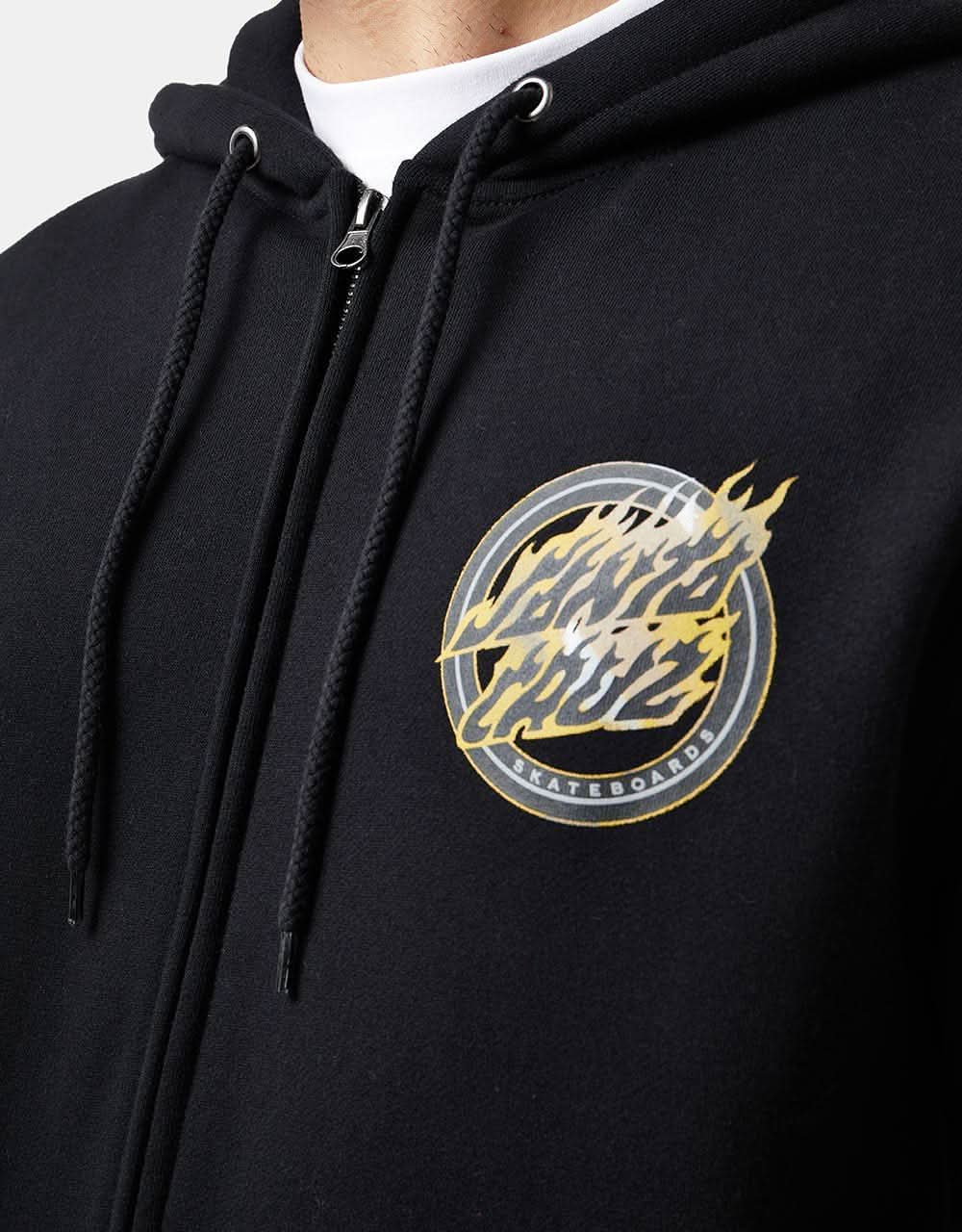 Santa Cruz Holo Flamed Dot Zip Hoodie - Black