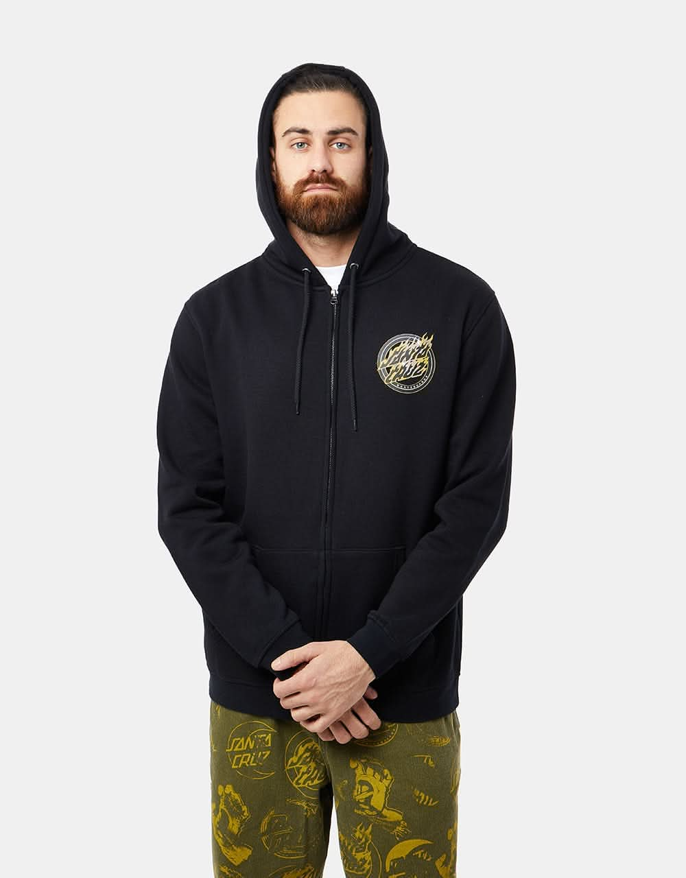 Santa Cruz Holo Flamed Dot Zip Hoodie - Black