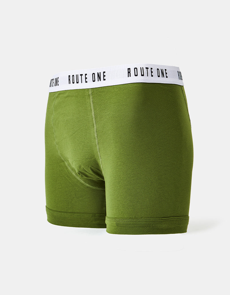 Route One Classic Boxer Shorts 2 Pack - Olive/Burnt Orange