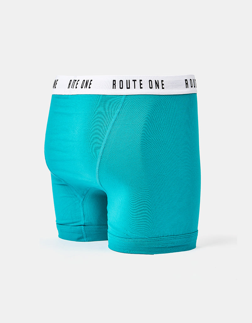 Route One Classic Boxer Shorts 2 Pack - Teal/Purple