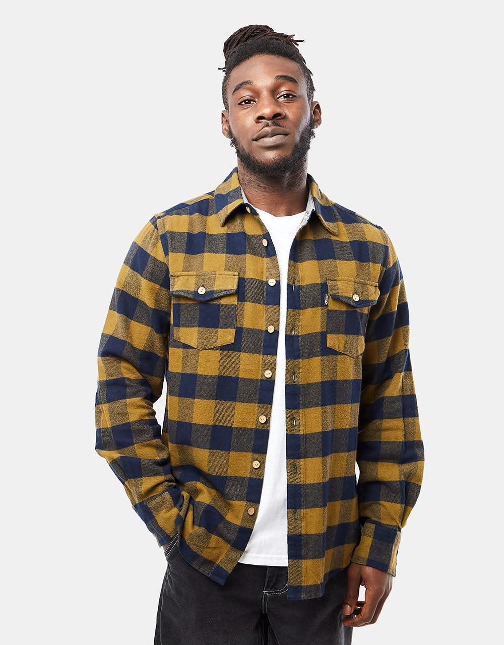 Picture Hillsboro L/S Shirt - Dark Blue/Army Green