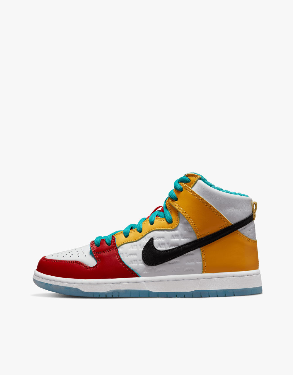 Chaussures de skate Nike SB 'froSkate' Dunk High Pro - Blanc/Or métallique-Rouge université